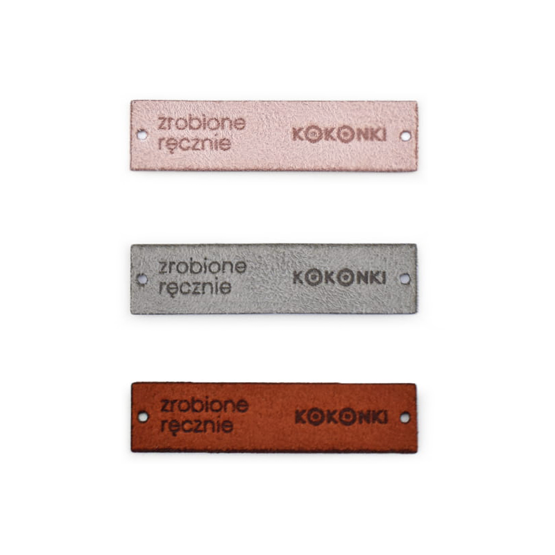 Zestaw metek nubuk premium "zrobione ręcznie KOKONKI" / mix / 15 x 60 mm / 3 szt.