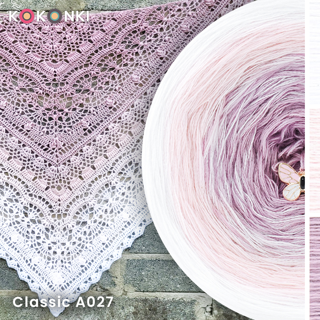 KOKONEK Classic A027 Biel/pastelowy róż/brudny róż