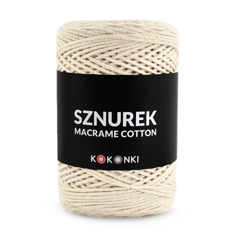 Sznurek Macrame Cotton by KOKONKI 2mm / rolka 200 m / 201 ciepły beż