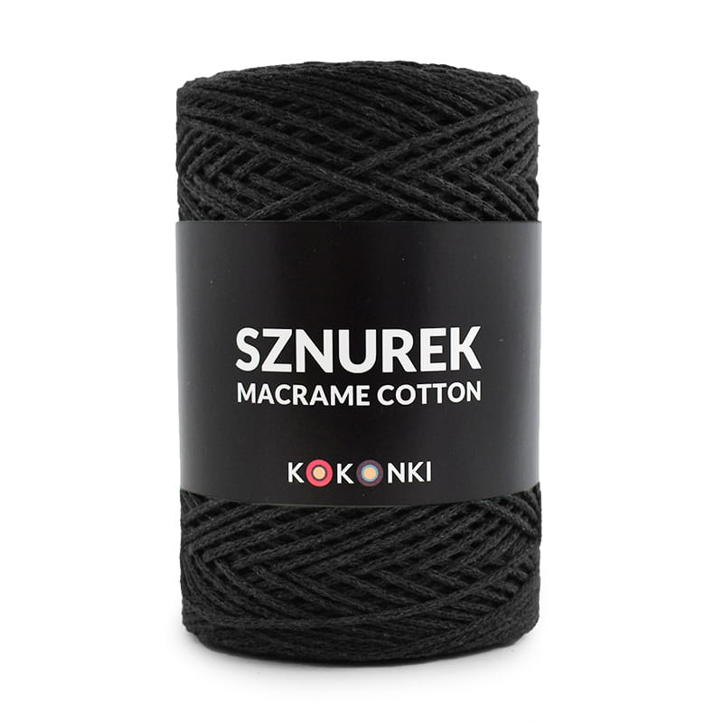 Sznurek Macrame Cotton by KOKONKI 2mm / rolka 200m / czerń - OUTLET