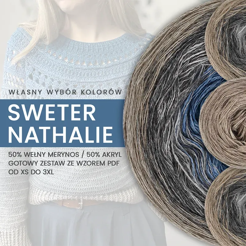 Zestaw na sweter/kardigan Nathalie od Kotek i motek / Kokonki Merino - własny wybór kolorów