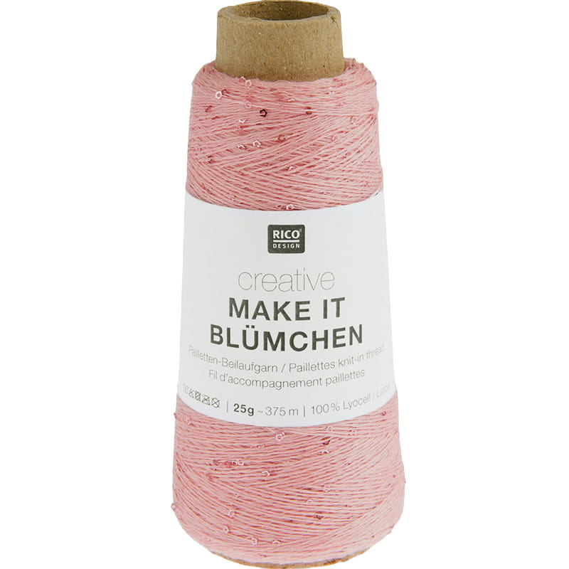 Włóczka / nić z cekinami Rico Design Creative Make It Blümchen 001 / róż