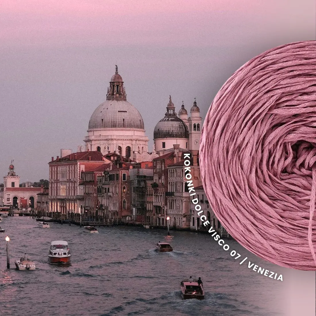 Włóczka KOKONKI Dolce Visco - Venezia / zgaszony róż 07 / ~700 m / 200 g