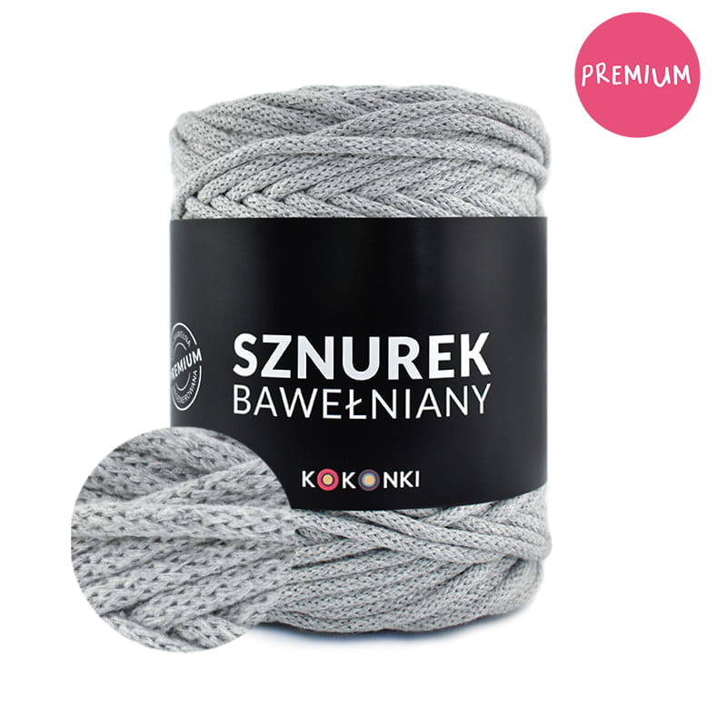 PREMIUM sznurek bawełniany by KOKONKI 5mm / rolka 100m / 588 szary