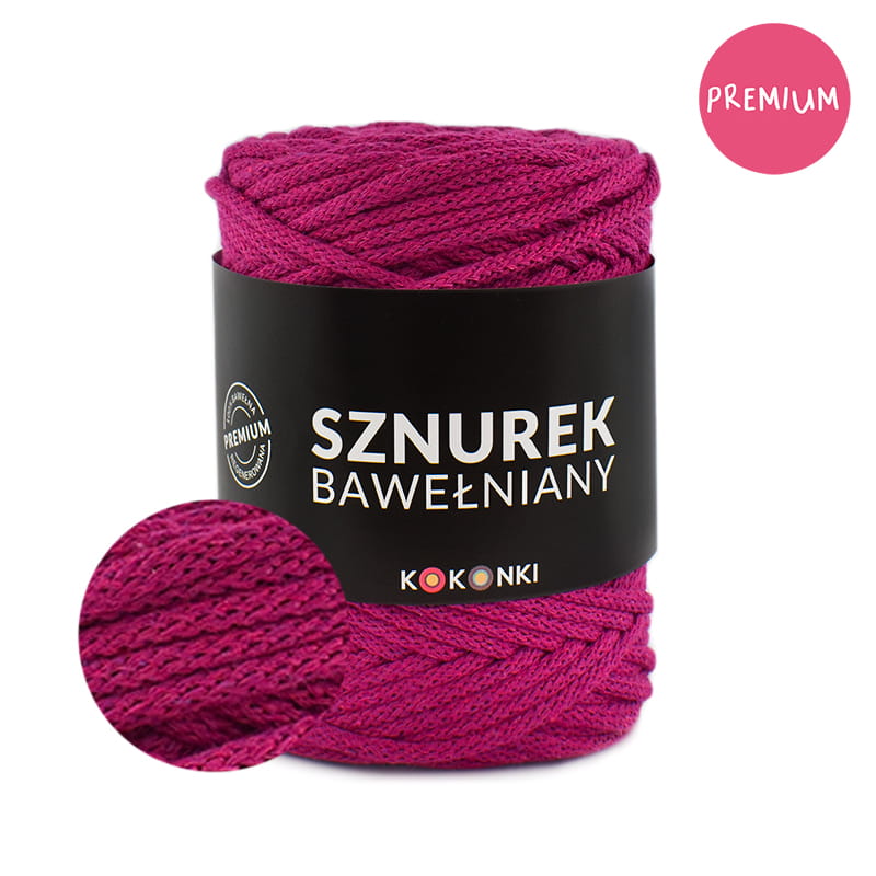 PREMIUM sznurek bawełniany by KOKONKI 5mm / rolka 100m / 539 piwonia